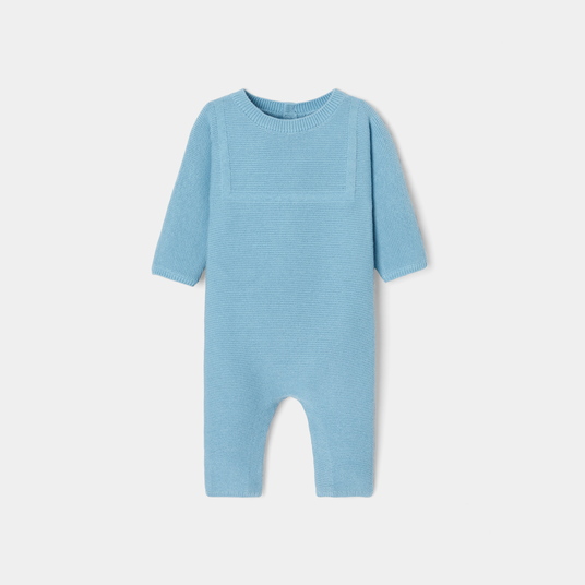 Baby boy jumpsuit in garter stitch