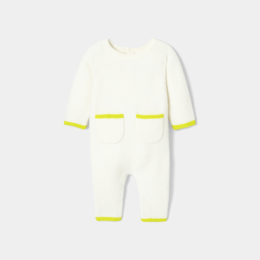 Baby girl jumpsuit in garter stitch