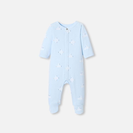 Baby pajamas in fleece with a seagull pattern