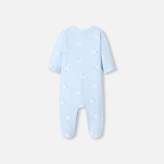 Baby pajamas in fleece with a seagull pattern