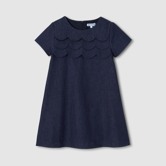 Girl denim trapeze dress