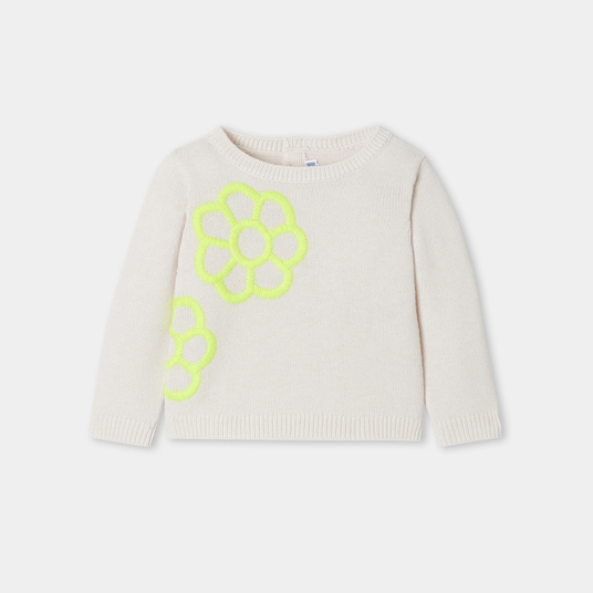 Baby girl jumper with embroidered flowers