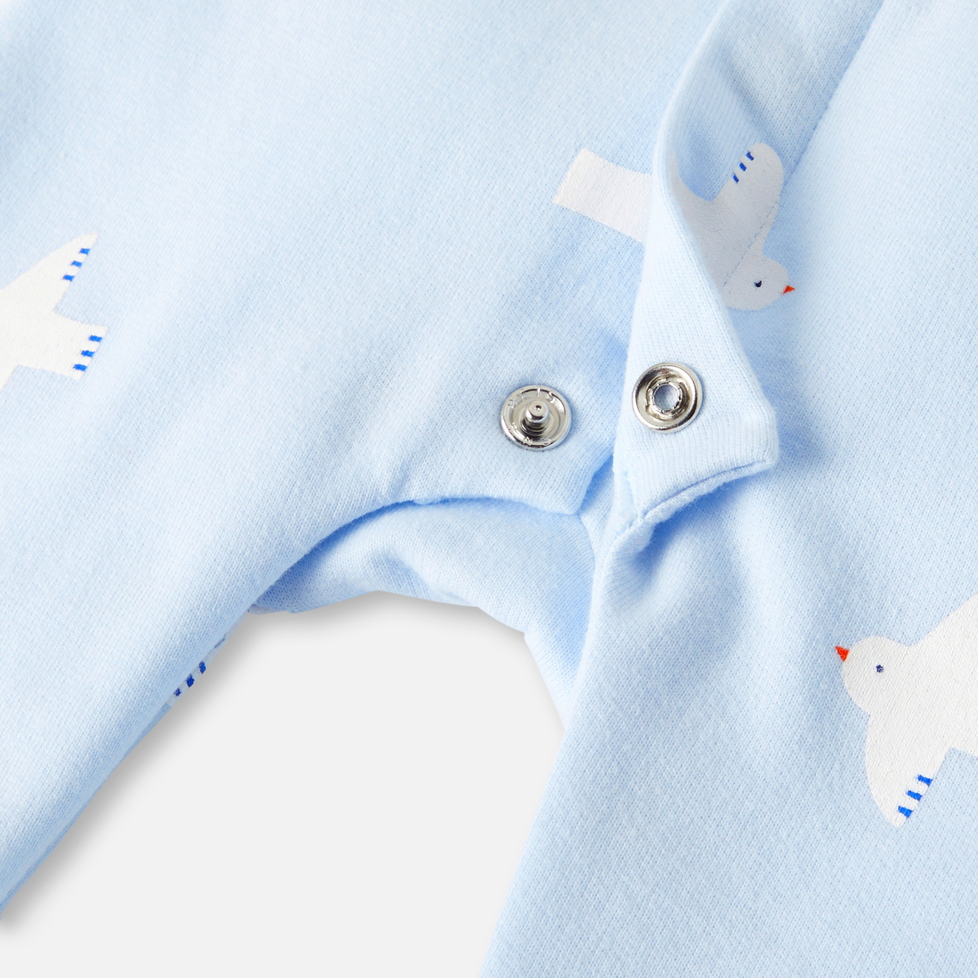 Baby pajamas in fleece with a seagull pattern